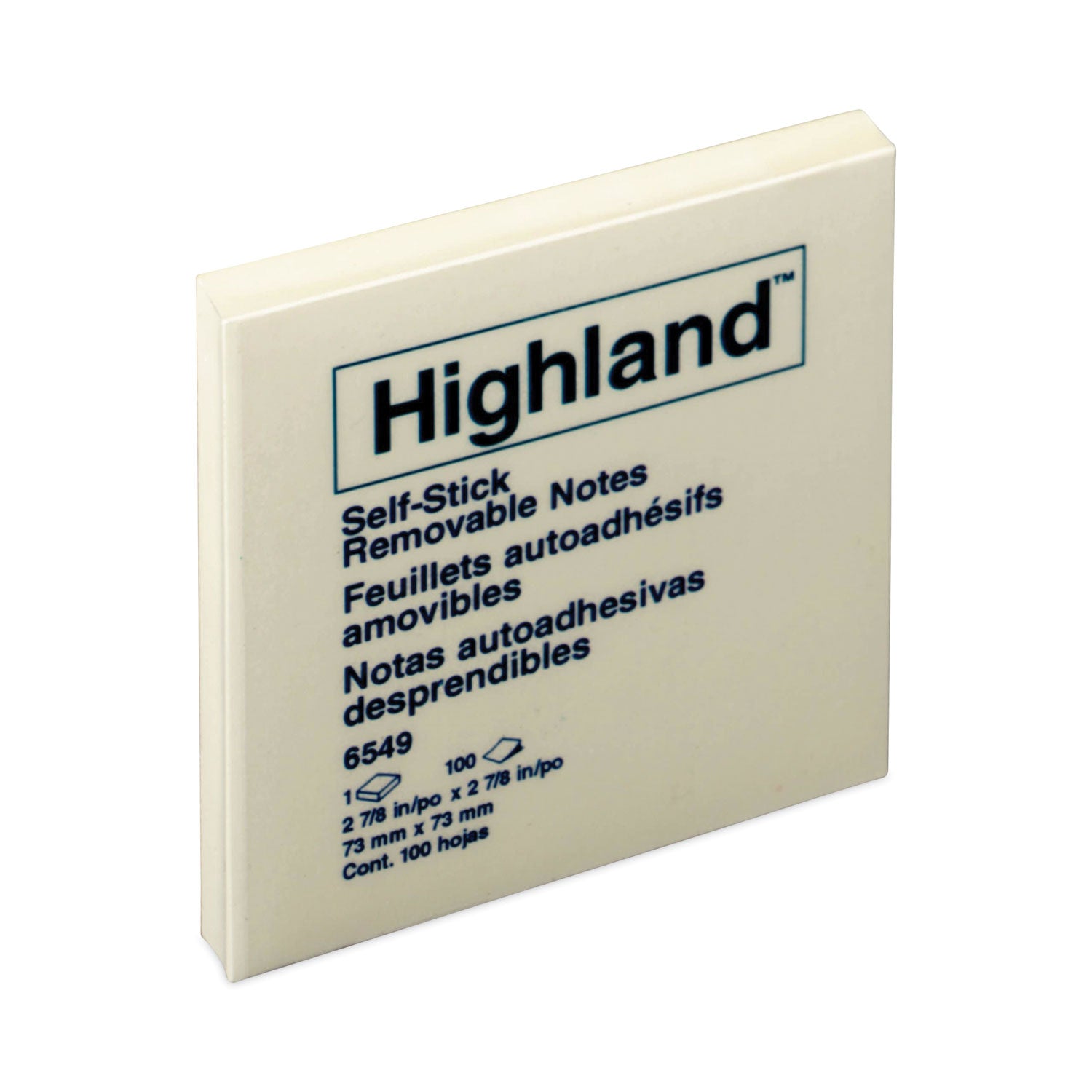 Highland Self-Stick Notes, 3" x 3", Yellow, 100 Sheets/Pad, 12 Pads/Pack (6549YW)