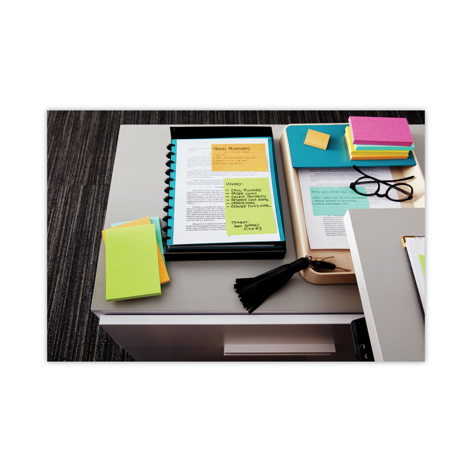 Post-it Original Pads in Poptimistic Collection Colors, 3" x 5", 100 Sheets/Pad, 5 Pads/Pack (6555PK)