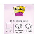 Post-it Pads in Playful Primary Collection Colors, Note Ruled, 4" x 6", 90 Sheets/Pad, 3 Pads/Pack (6603SSAN)