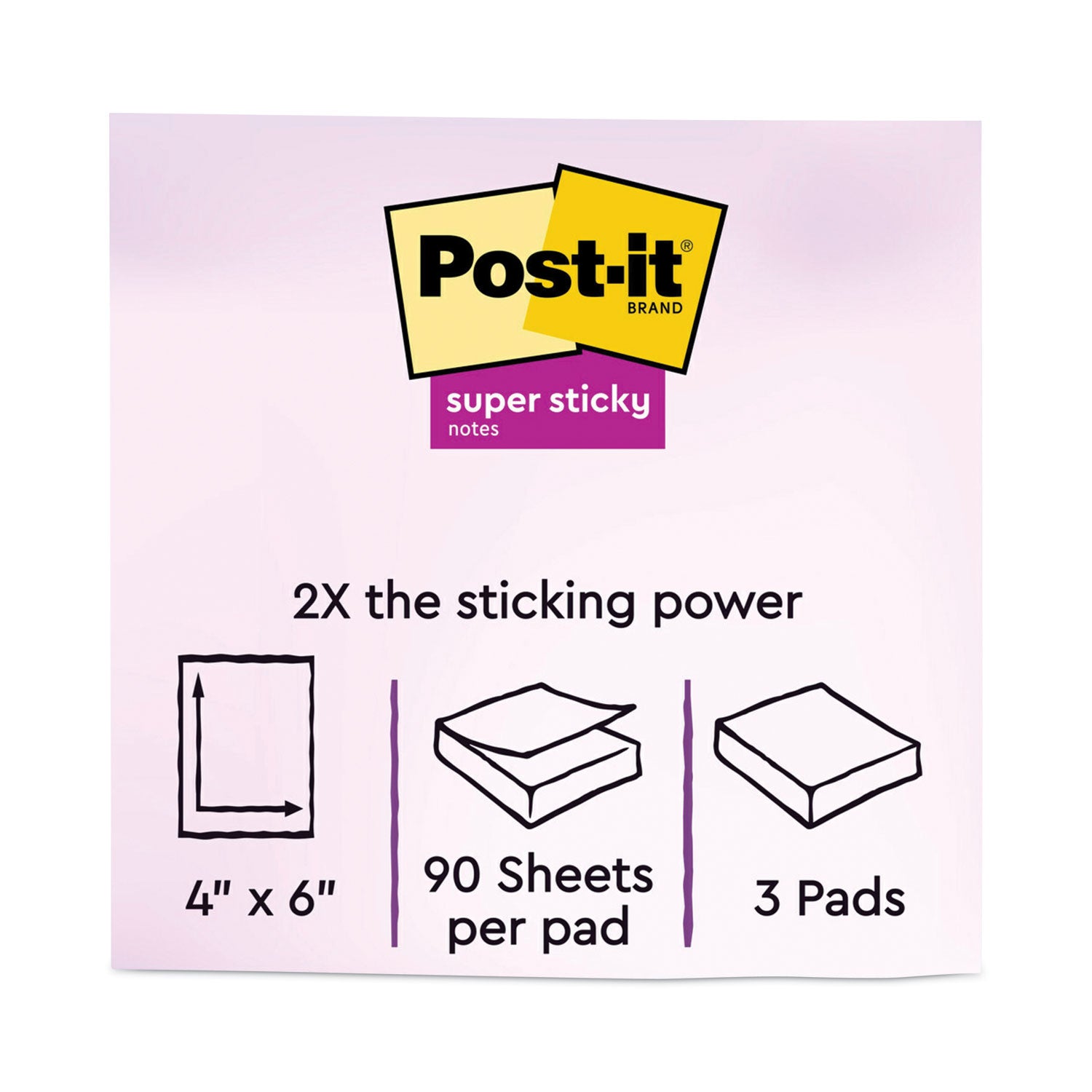 Post-it Pads in Playful Primary Collection Colors, Note Ruled, 4" x 6", 90 Sheets/Pad, 3 Pads/Pack (6603SSAN)