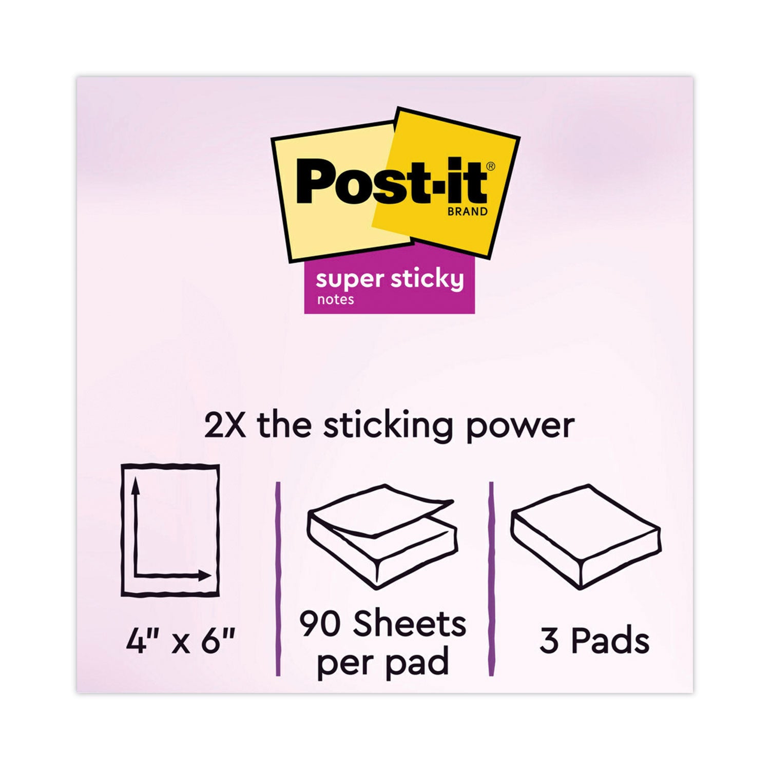 Post-it Pads in Supernova Neon Collection Colors, Note Ruled, 4" x 6", 90 Sheets/Pad, 3 Pads/Pack (6603SSMIA)