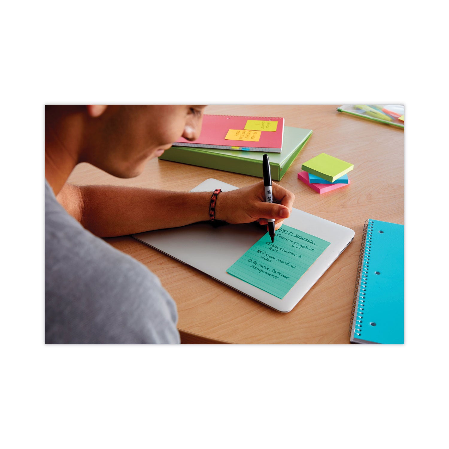 Post-it Pads in Supernova Neon Collection Colors, Note Ruled, 4" x 6", 90 Sheets/Pad, 3 Pads/Pack (6603SSMIA)