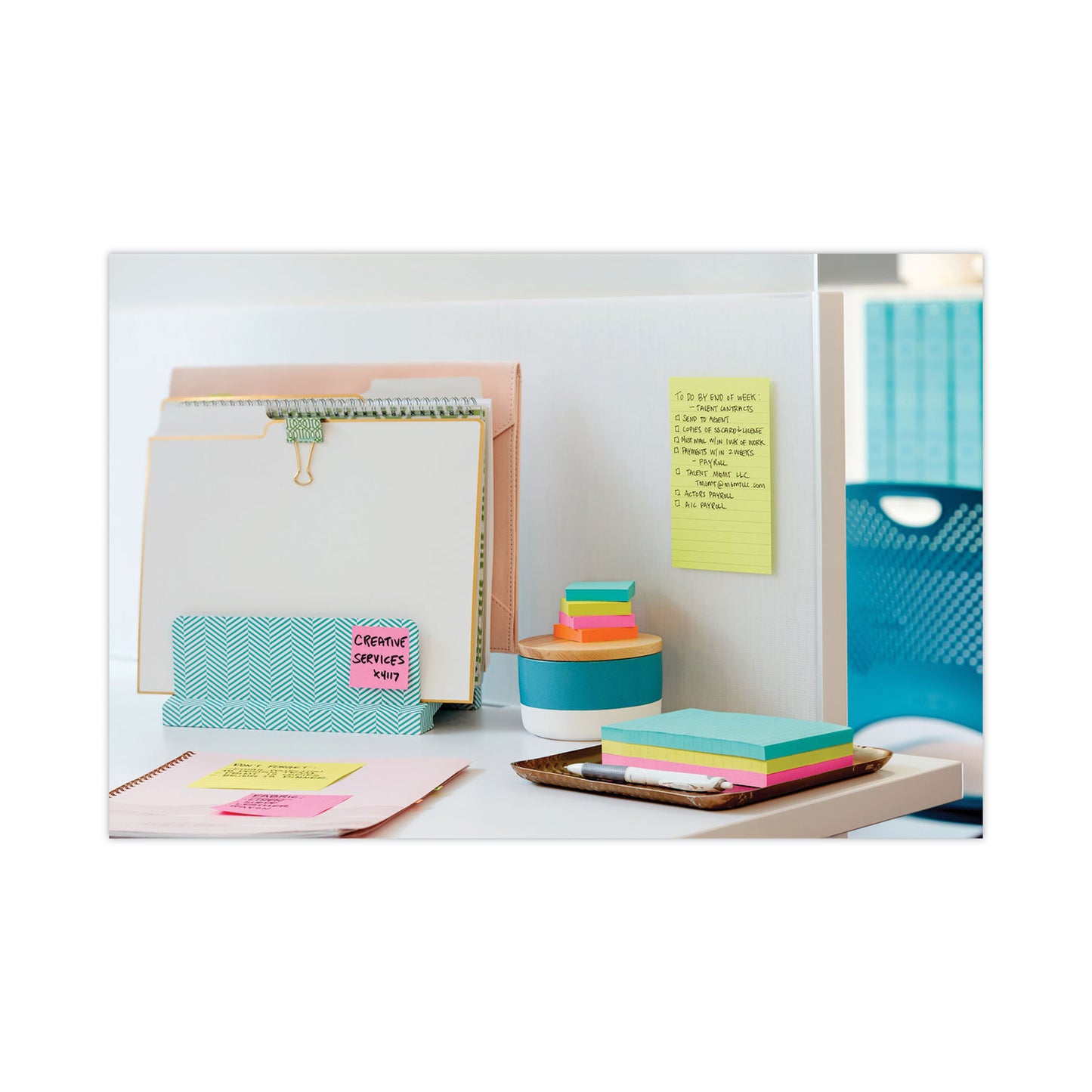 Post-it Pads in Supernova Neon Collection Colors, Note Ruled, 4" x 6", 90 Sheets/Pad, 3 Pads/Pack (6603SSMIA)