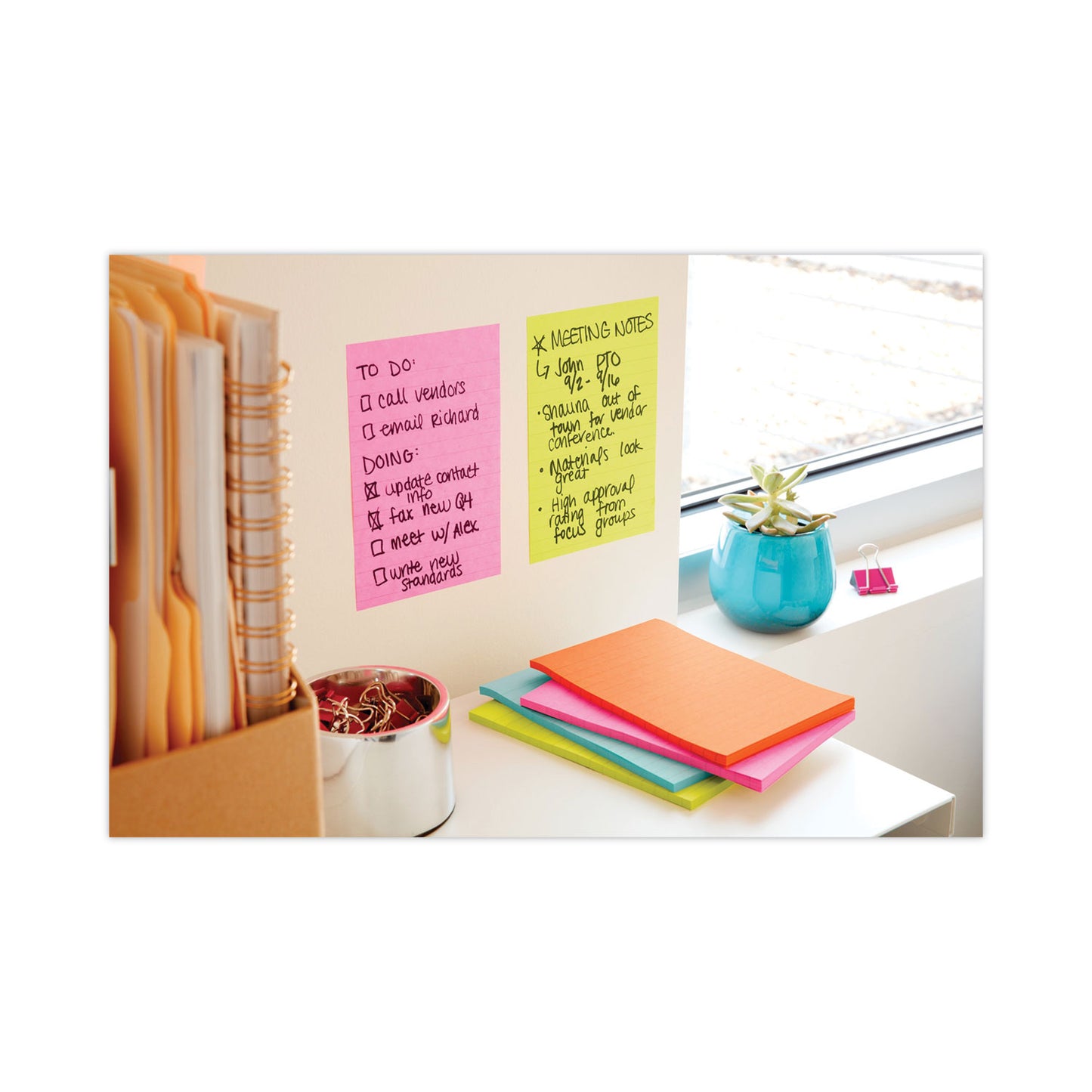 Post-it Pads in Supernova Neon Collection Colors, Note Ruled, 4" x 6", 90 Sheets/Pad, 3 Pads/Pack (6603SSMIA)