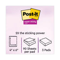 Post-it Pads in Energy Boost Collection Colors, Note Ruled, 4" x 6", 90 Sheets/Pad, 3 Pads/Pack (6603SSUC)