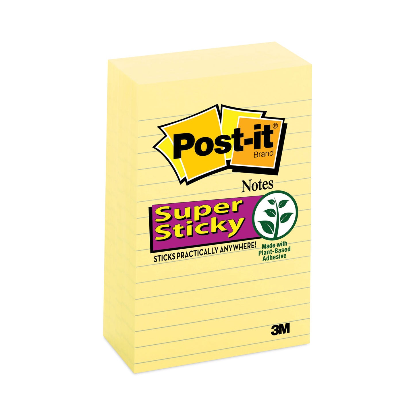 Post-it Pads in Canary Yellow, Note Ruled, 4" x 6", 90 Sheets/Pad, 5 Pads/Pack (6605SSCY)