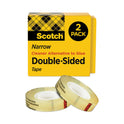 Scotch Double-Sided Tape, 1" Core, 0.5" x 75 ft, Clear, 2/Pack (6652PK)