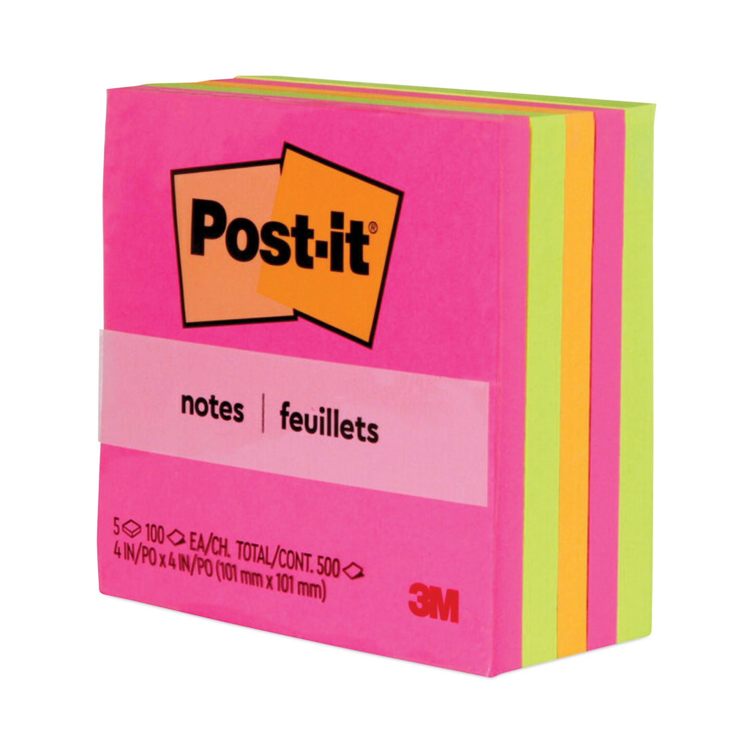 Post-it Original Pads in Poptimistic Collection Colors, 4" x 4", 100 Sheets/Pad, 5 Pads/Pack (6755LAN)