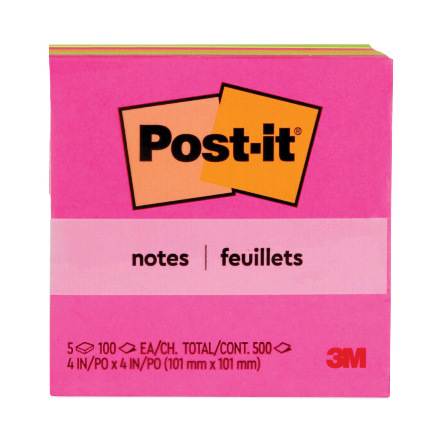 Post-it Original Pads in Poptimistic Collection Colors, 4" x 4", 100 Sheets/Pad, 5 Pads/Pack (6755LAN)