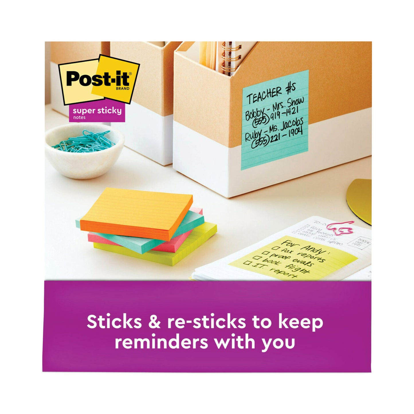 Post-it Pads in Supernova Neon Collection Colors, Note Ruled, 4" x 4", 90 Sheets/Pad, 6 Pads/Pack (6756SSMIA)