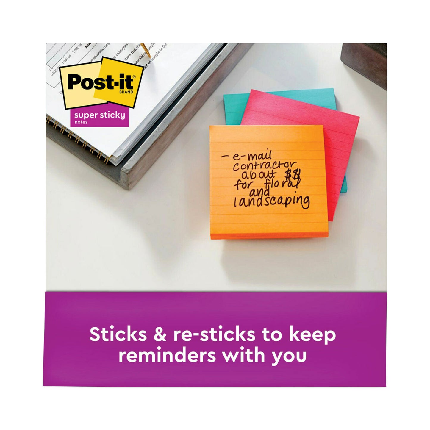 Post-it Pads in Supernova Neon Collection Colors, Note Ruled, 4" x 4", 90 Sheets/Pad, 6 Pads/Pack (6756SSMIA)