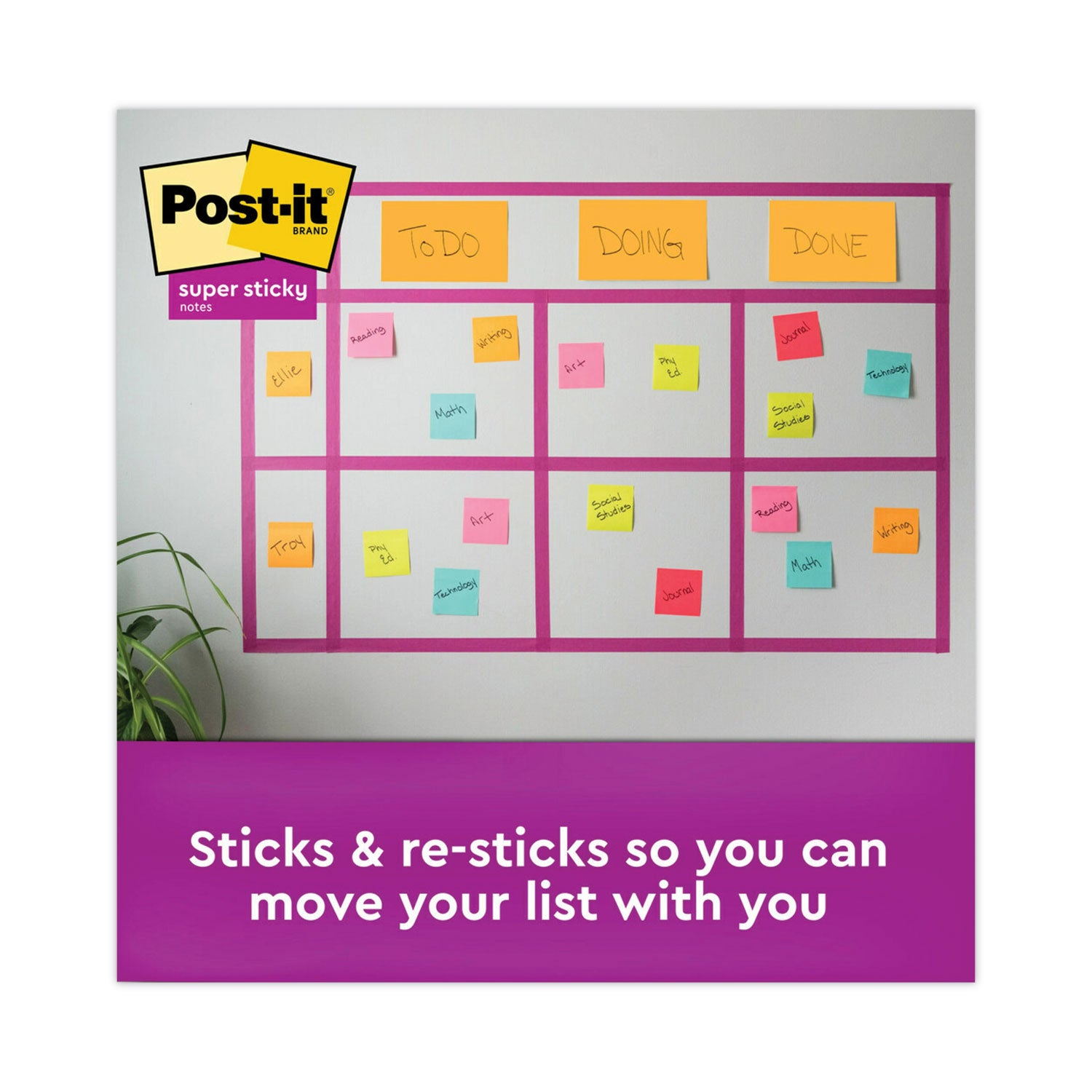 Post-it Meeting Notes in Energy Boost Collection Colors, Note Ruled, 8" x 6", 45 Sheets/Pad, 4 Pads/Pack (6845SSPL)