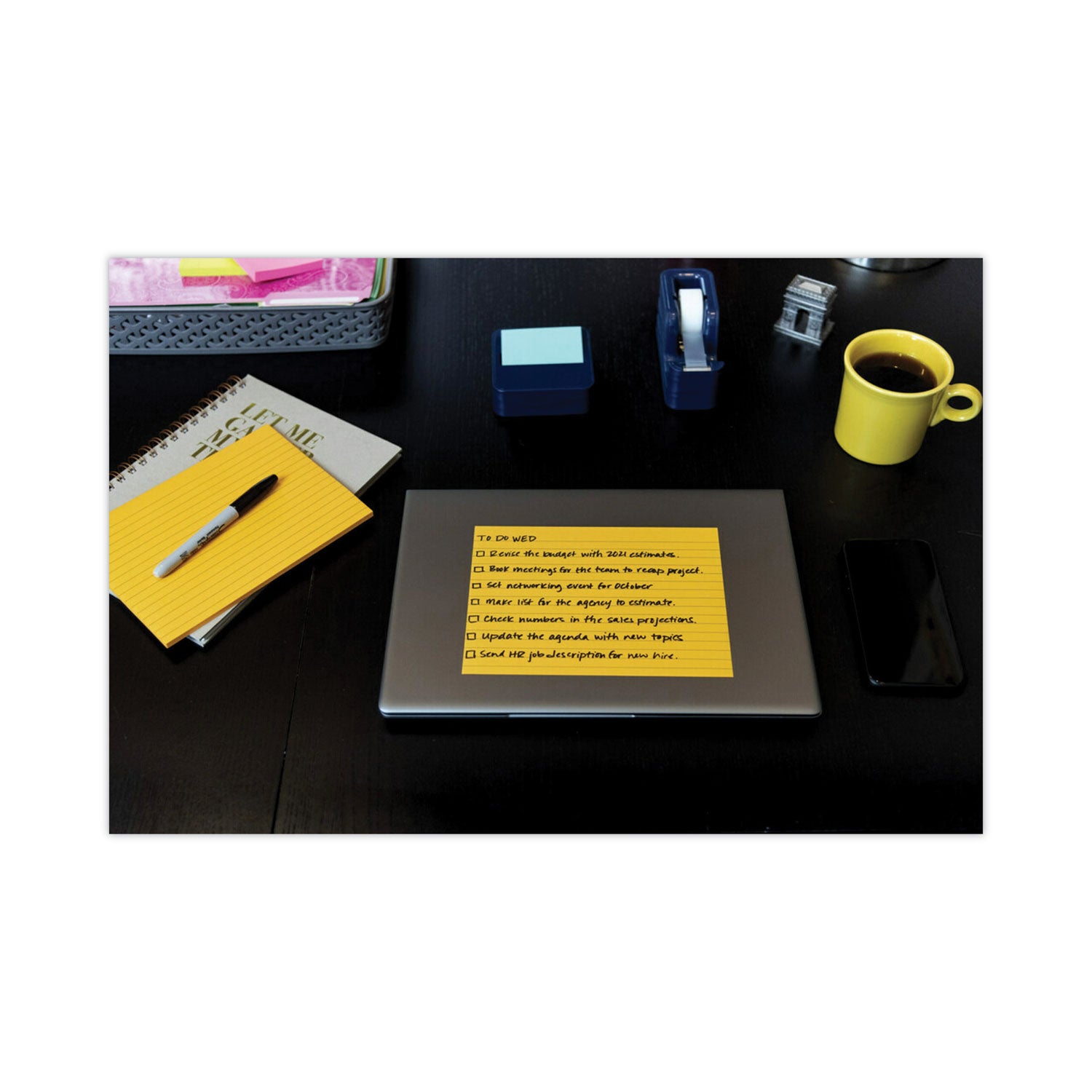 Post-it Meeting Notes in Energy Boost Collection Colors, Note Ruled, 8" x 6", 45 Sheets/Pad, 4 Pads/Pack (6845SSPL)