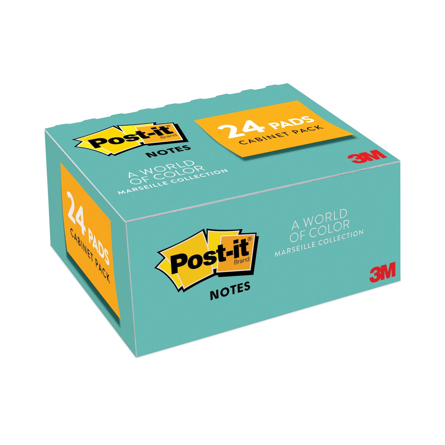 Post-it Original Pads in Beachside Cafe Collection Colors, Value Pack, 1.38" x 1.88", 100 Sheets/Pad, 24 Pads/Pack (65324APVAD)