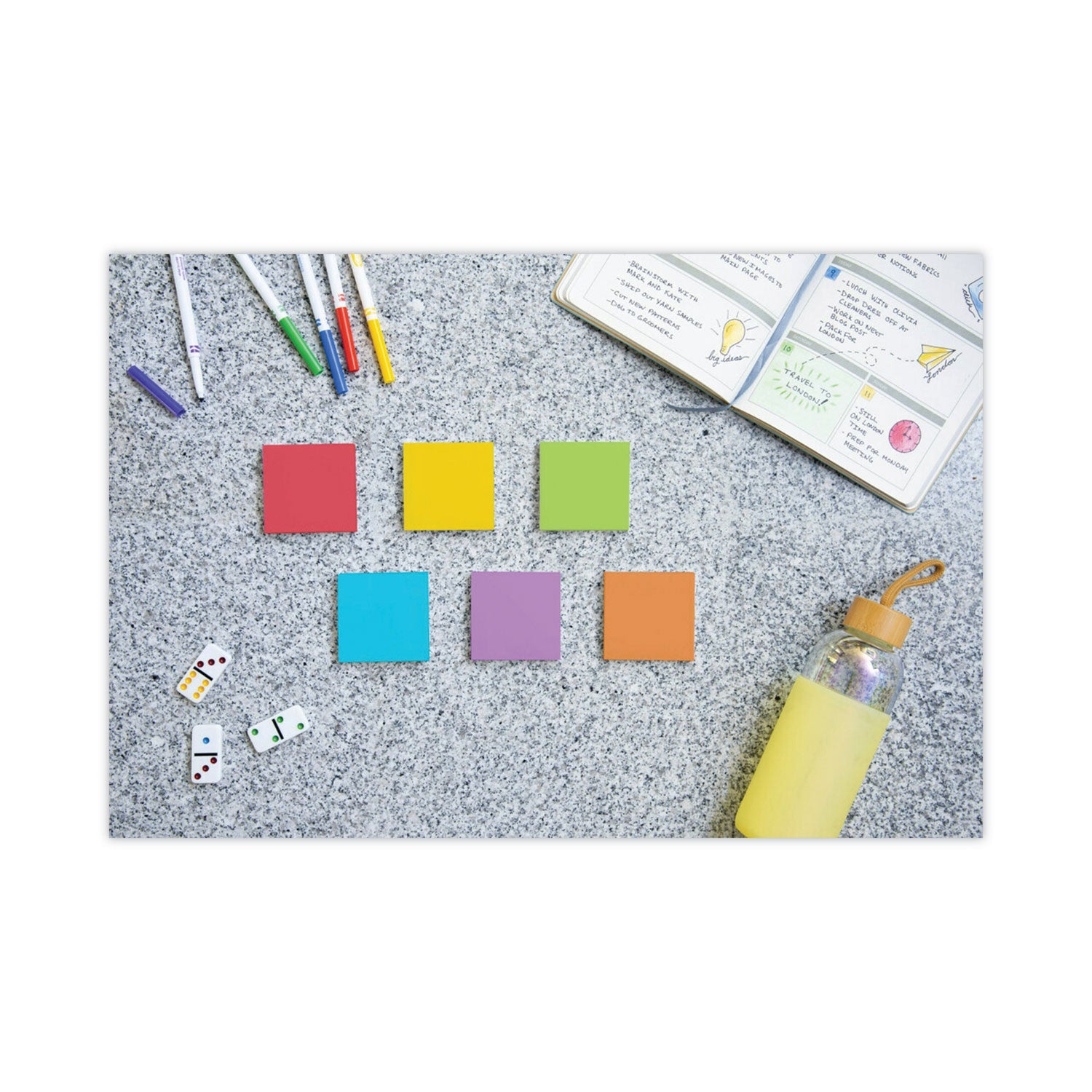 Post-it Pads in Playful Primary Collection Colors, 3" x 3", 90 Sheets/Pad, 12 Pads/Pack (65412SSAN)