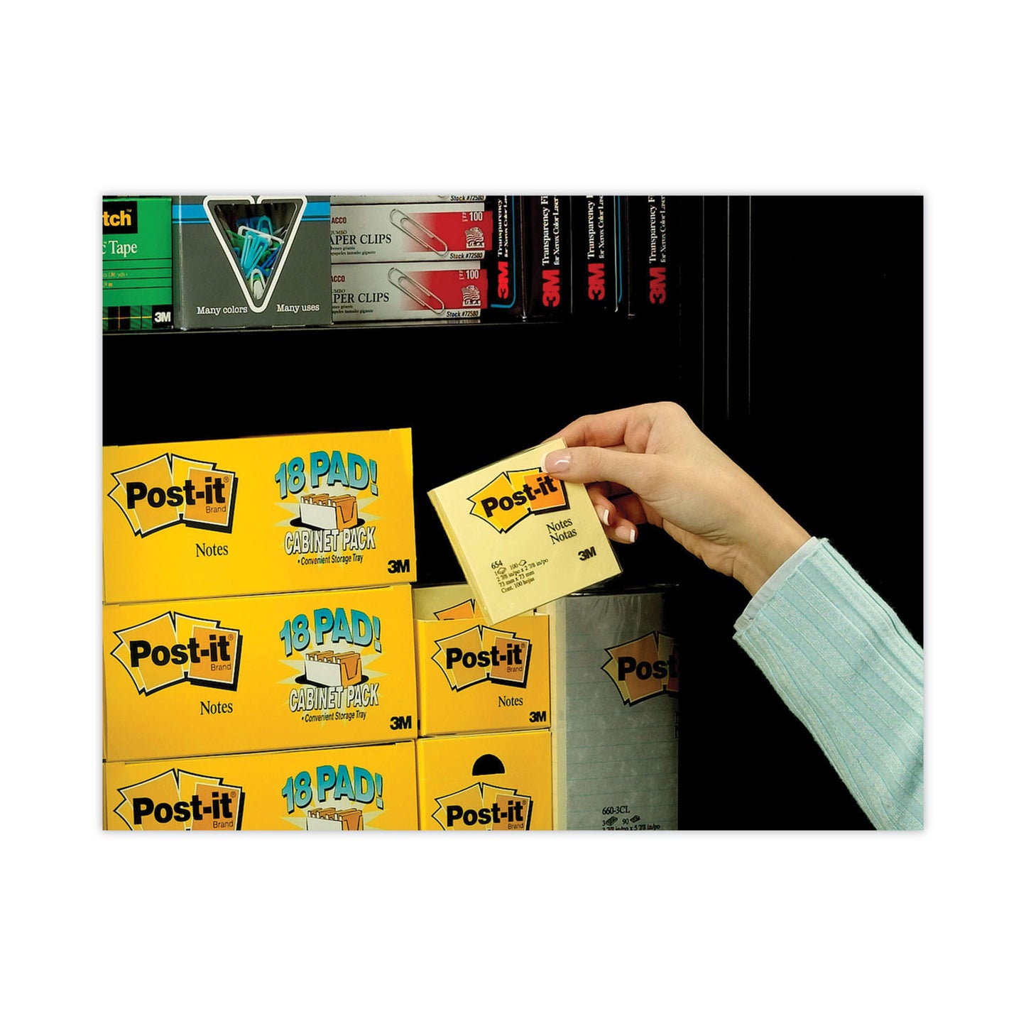 Post-it Original Pads in Canary Yellow, Cabinet Pack, 3" x 3", 90 Sheets/Pad, 18 Pads/Pack (65418CP)