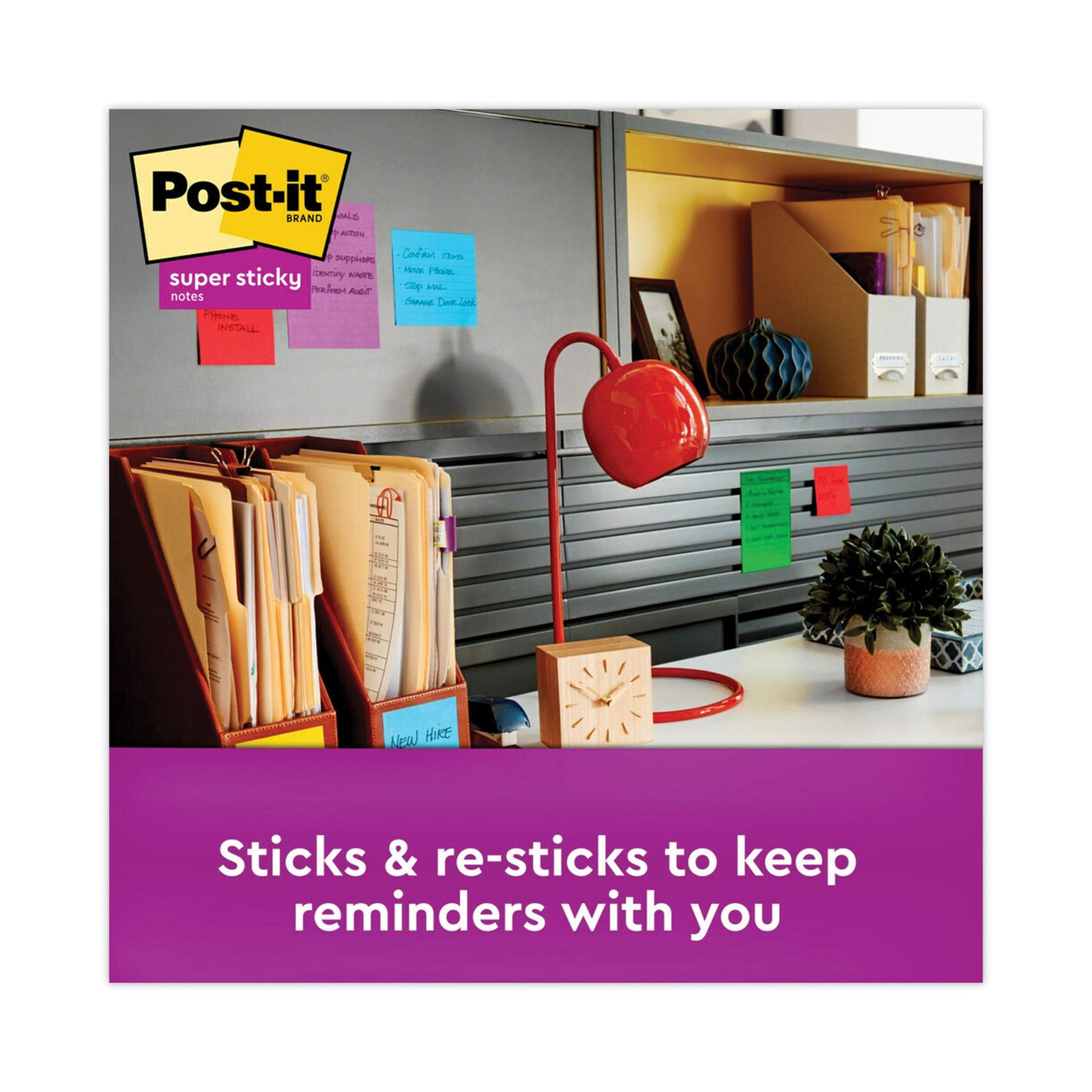 Post-it Pads in Playful Primary Collection Colors, Cabinet Pack, 3" x 3", 70 Sheets/Pad, 24 Pads/Pack (65424SSANCP)