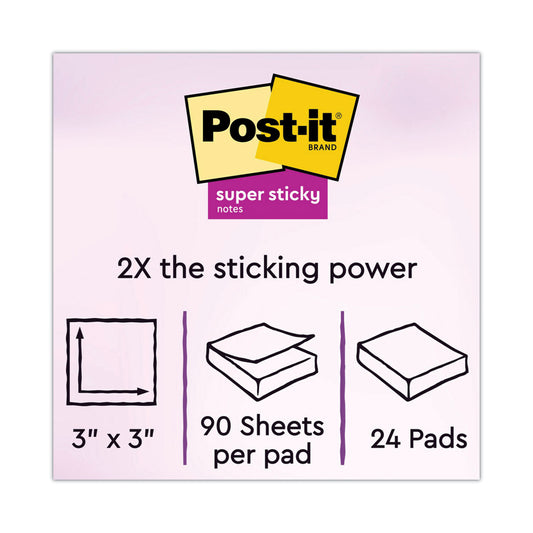 Post-it Pads in Canary Yellow, Cabinet Pack, 3" x 3", 90 Sheets/Pad, 24 Pads/Pack (65424SSCP)