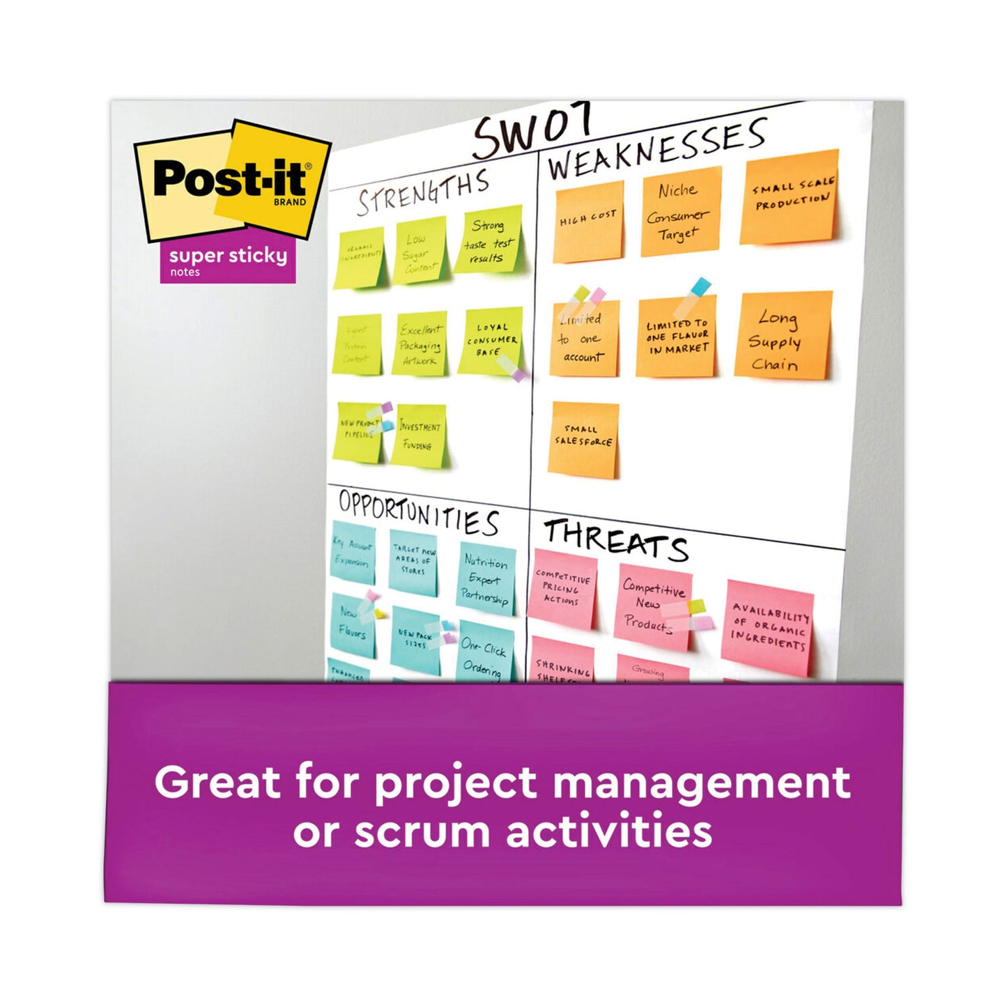 Post-it Self-Stick Notes Office Pack, 3" x 3", Supernova Neons Collection Colors, 90 Sheets/Pad, 24 Pads/Pack (65424SSCYM)