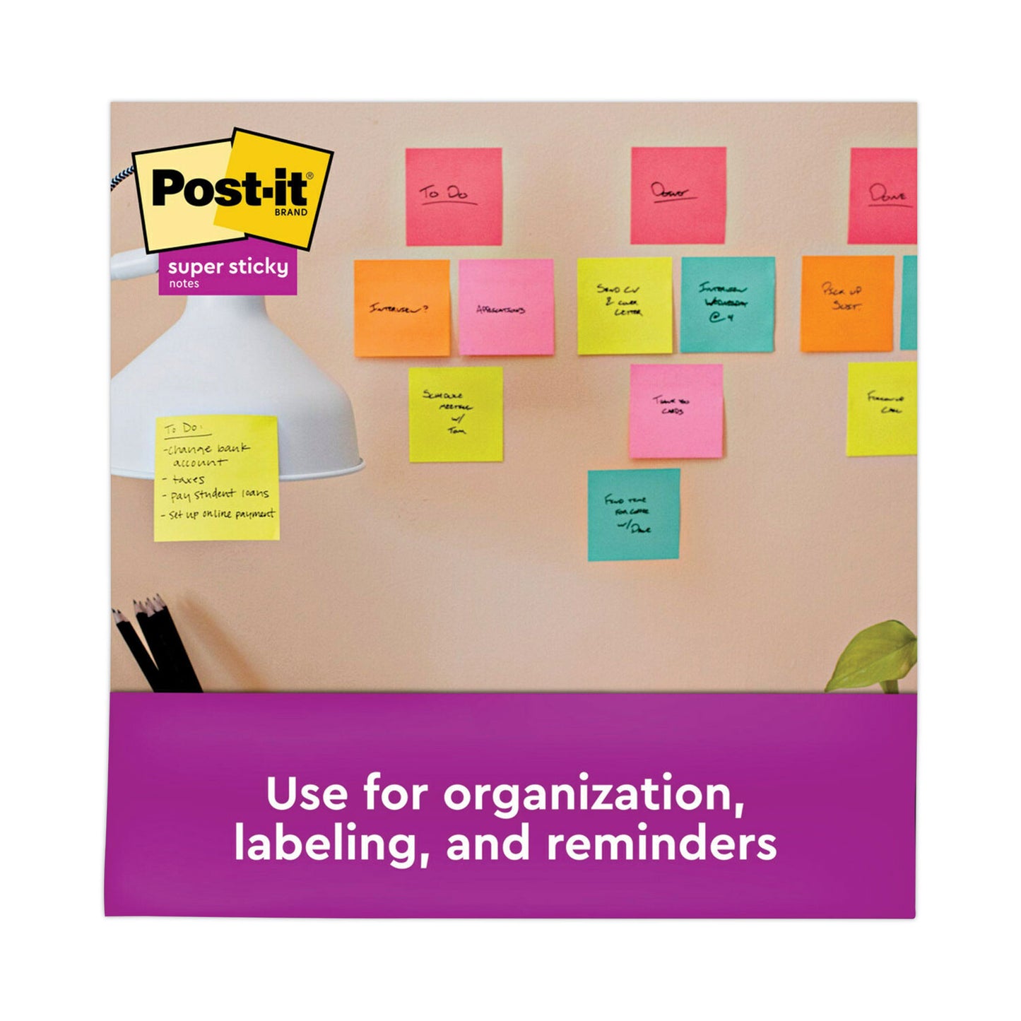 Post-it Self-Stick Notes Office Pack, 3" x 3", Supernova Neons Collection Colors, 90 Sheets/Pad, 24 Pads/Pack (65424SSCYM)