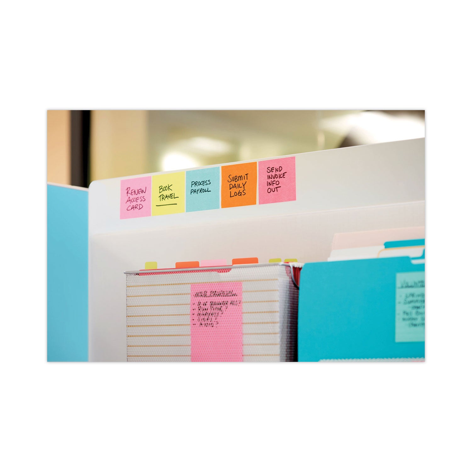 Post-it Self-Stick Notes Office Pack, 3" x 3", Supernova Neons Collection Colors, 90 Sheets/Pad, 24 Pads/Pack (65424SSCYM)