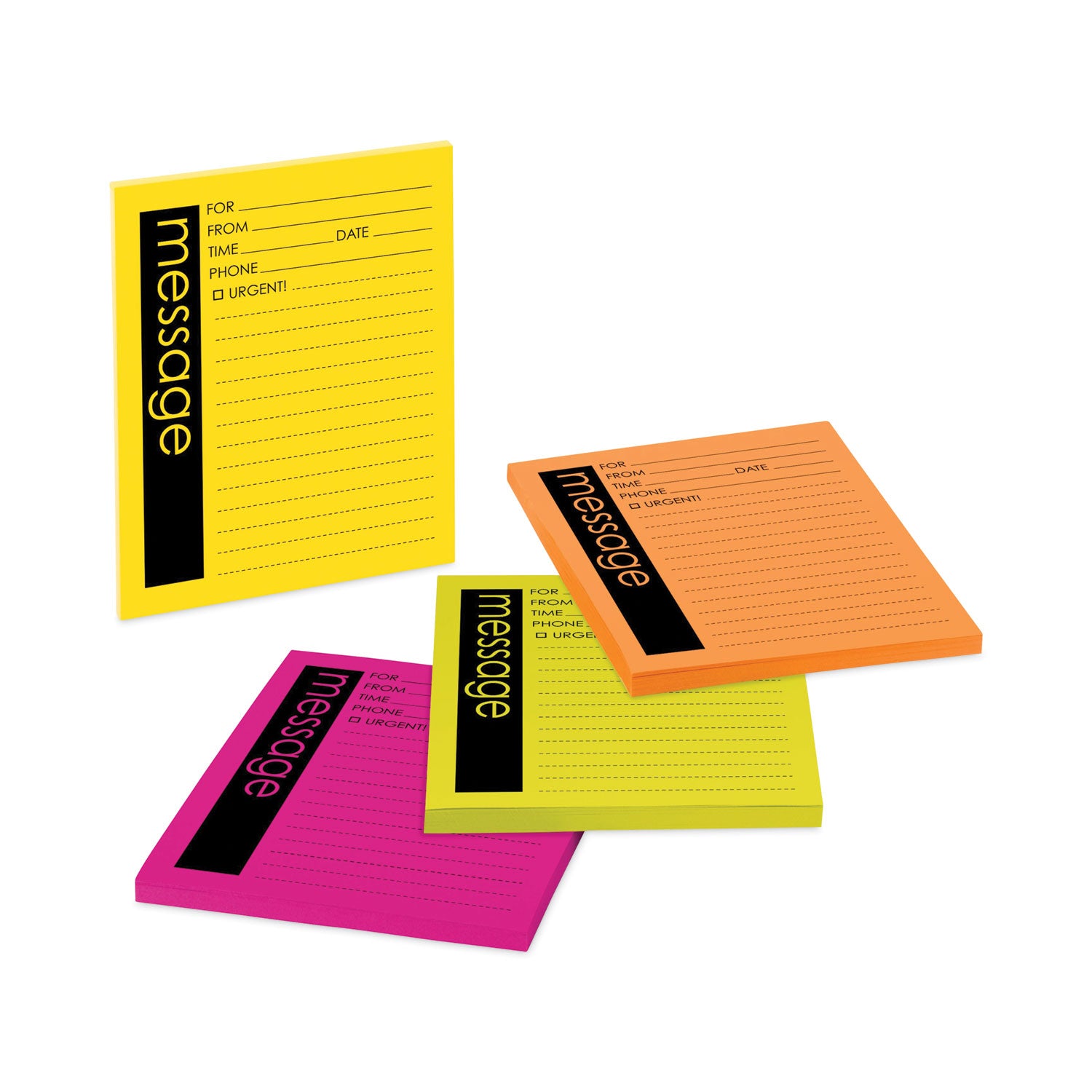 Post-it Self-Stick Message Pad, Note Ruled, 4" x 5", Energy Boost Collection Colors, 50 Sheets/Pad, 4 Pads/Pack (76794SS)