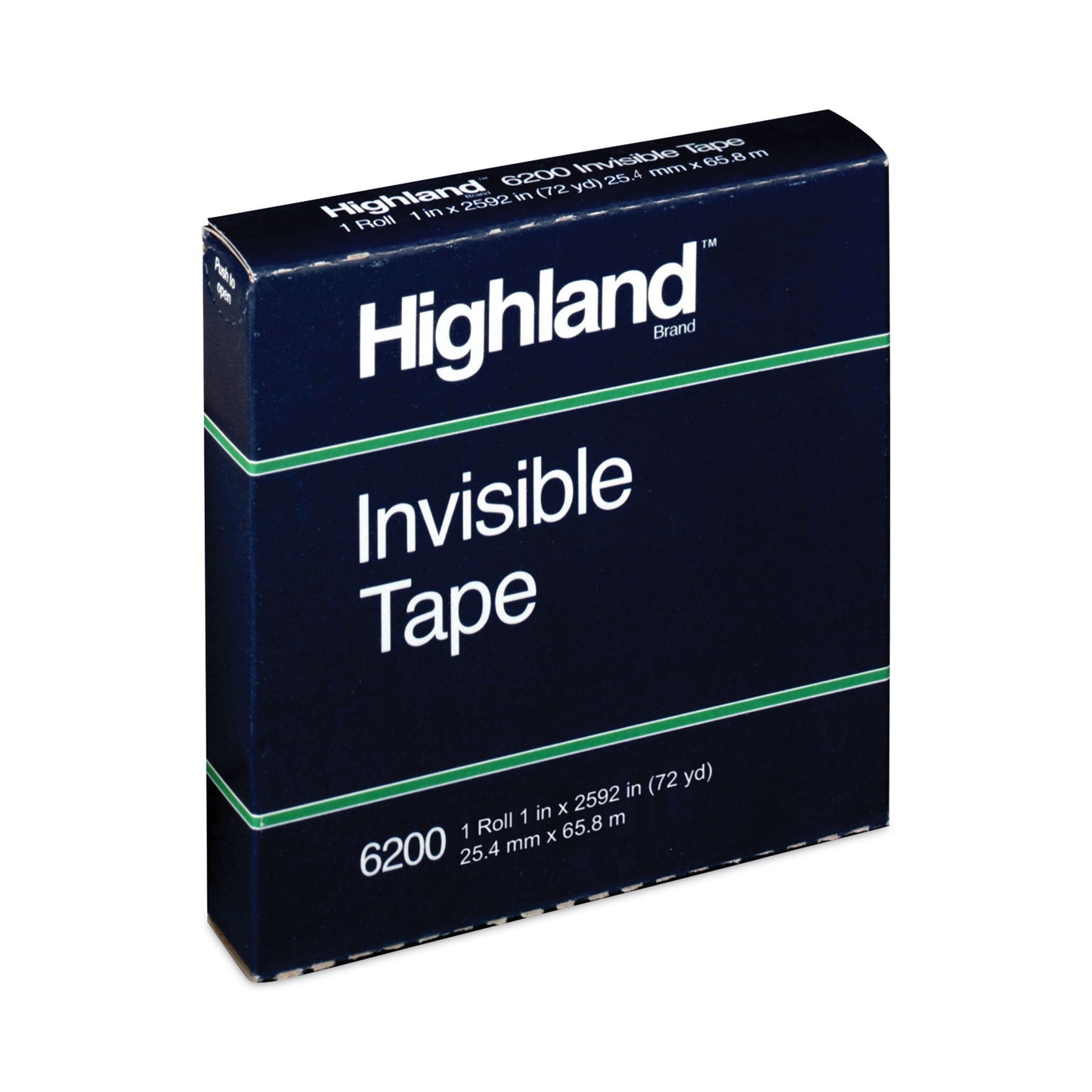 Highland Invisible Permanent Mending Tape, 3" Core, 1" x 72 yds, Clear (620025921)