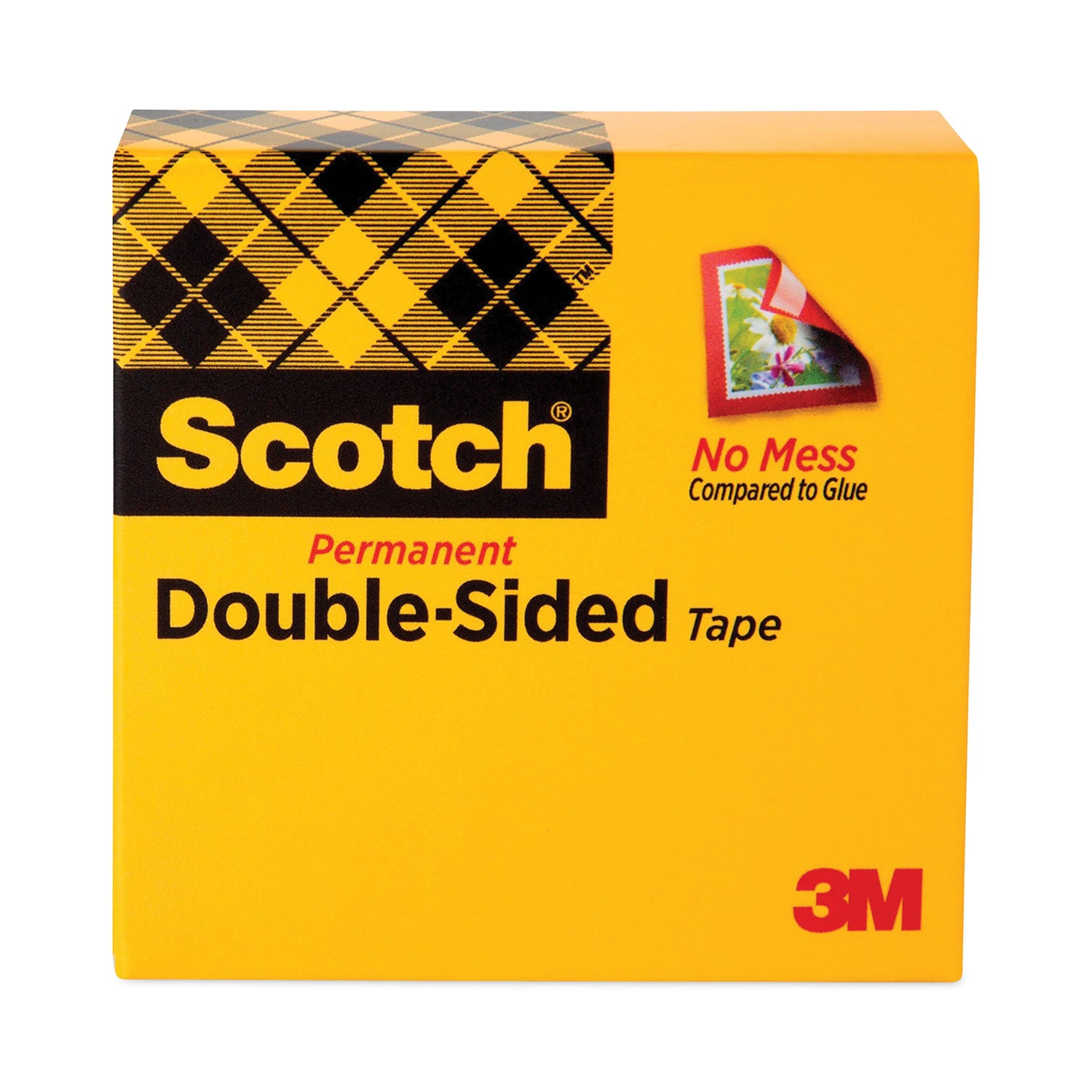 Scotch Double-Sided Tape, 3" Core, 0.5" x 36 yds, Clear (665121296)