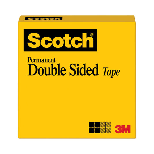 Scotch Double-Sided Tape, 3" Core, 0.5" x 36 yds, Clear (665121296)