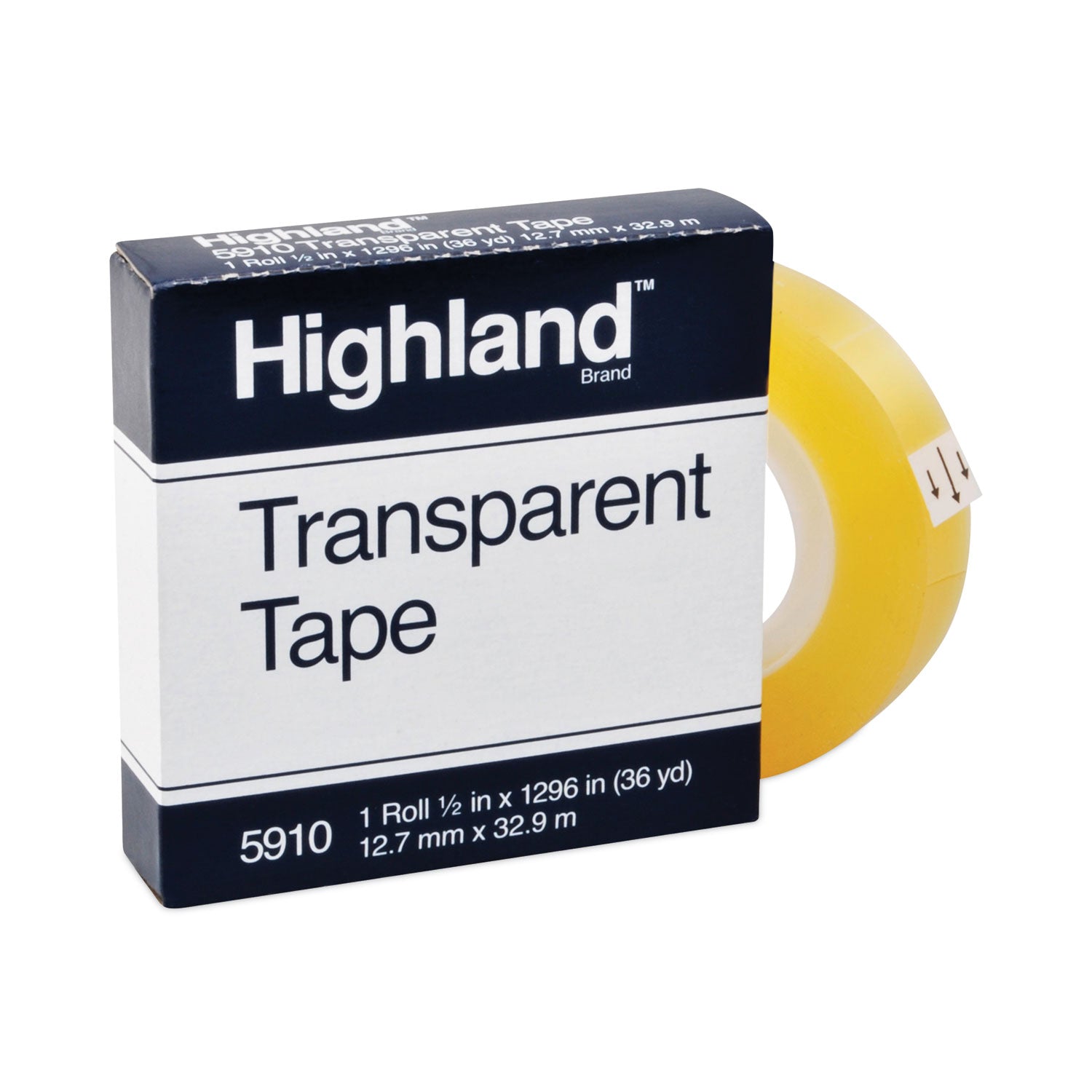 Highland Transparent Tape, 1" Core, 0.5" x 36 yds, Clear (5910121296)