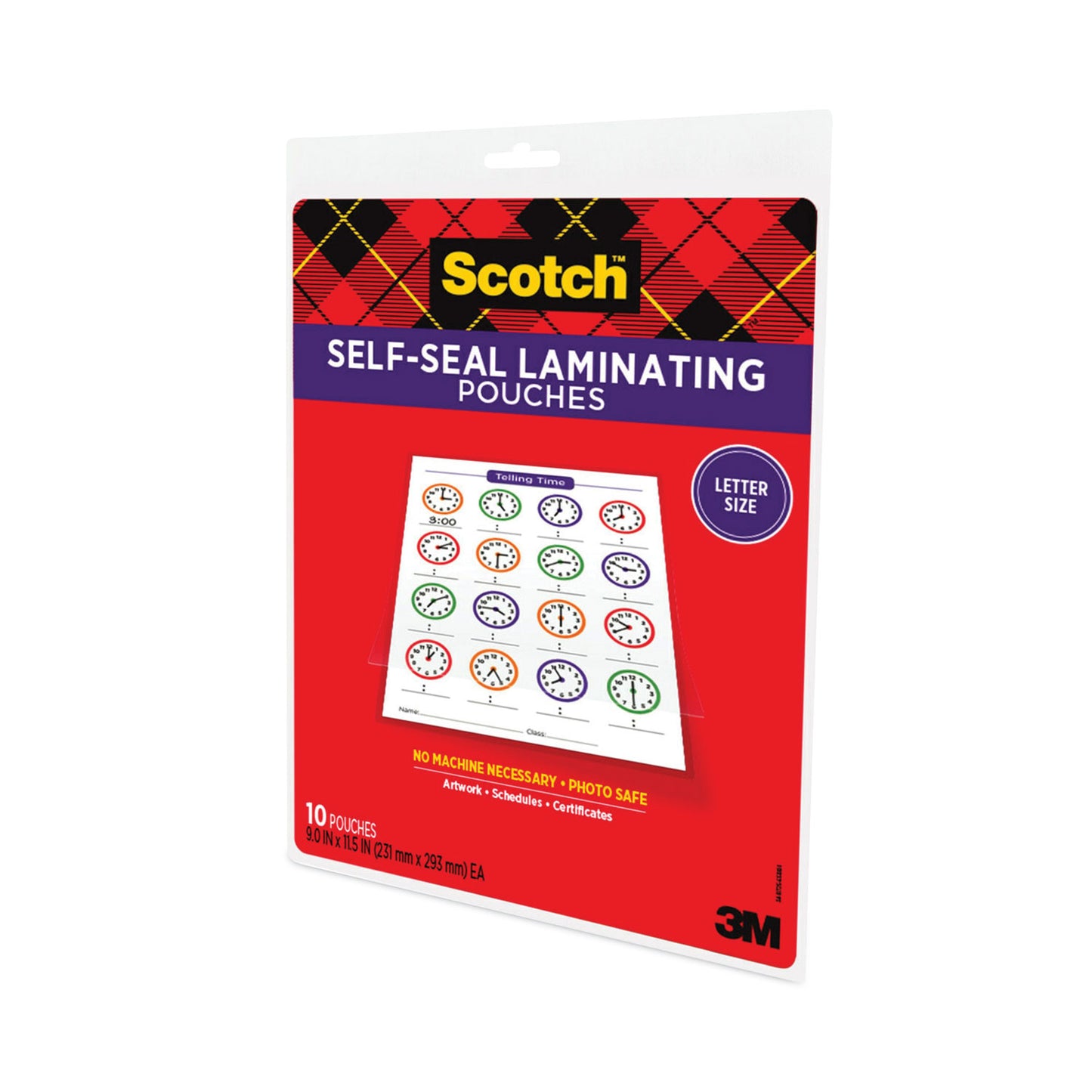 Scotch Self-Sealing Laminating Pouches, 9.5 mil, 9 x 11.5, Gloss Clear, 10/Pack (70005147700)