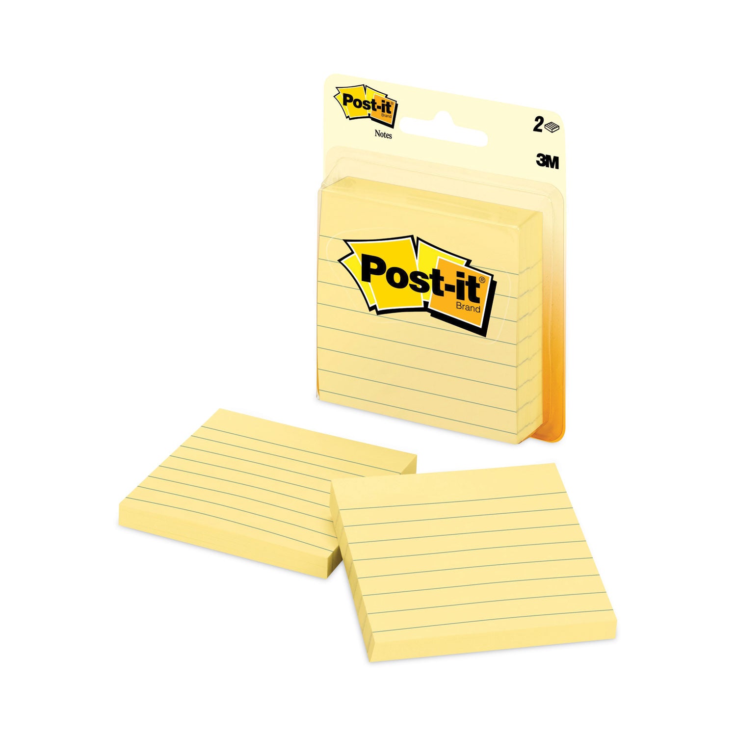 Post-it Original Pads in Canary Yellow, Note Ruled, 3" x 3", 100 Sheets/Pad, 2 Pads/Pack (70016076773)