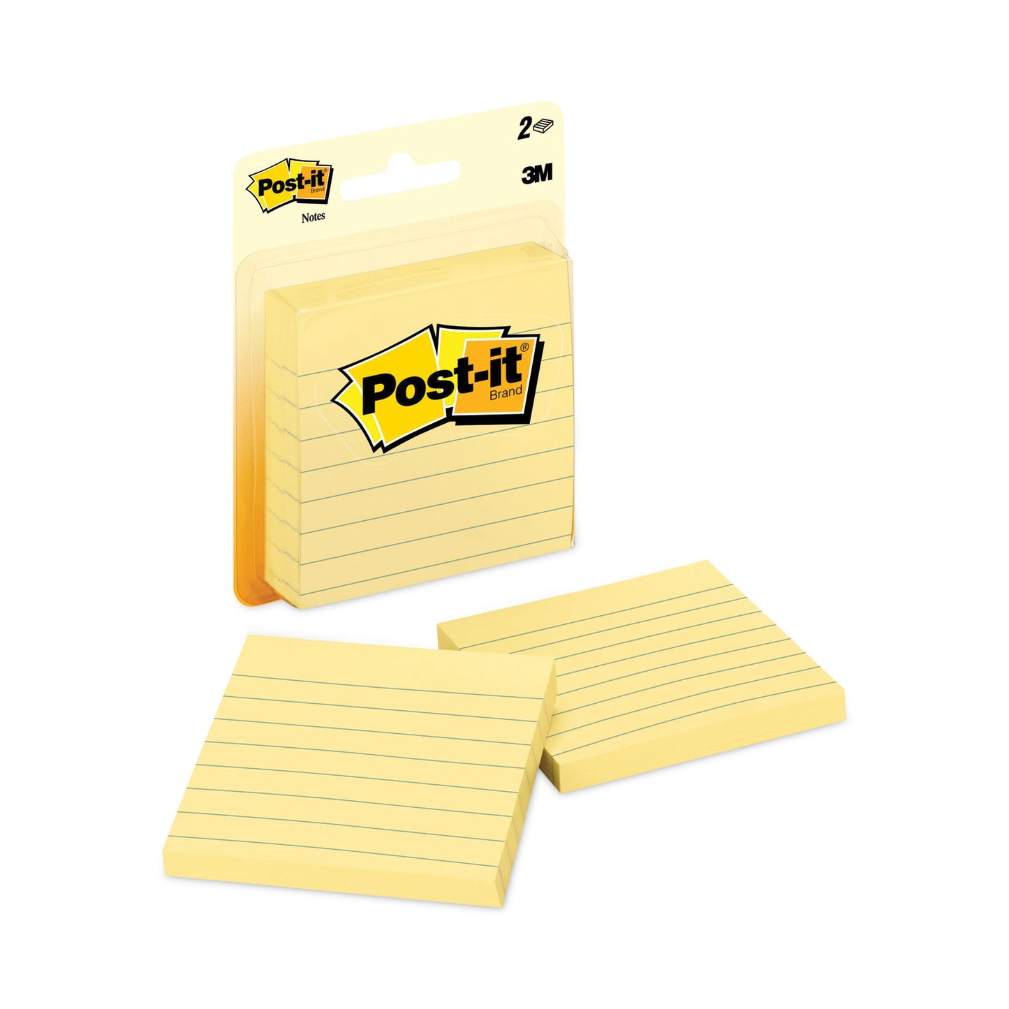 Post-it Original Pads in Canary Yellow, Note Ruled, 3" x 3", 100 Sheets/Pad, 2 Pads/Pack (70016076773)