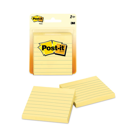 Post-it Original Pads in Canary Yellow, Note Ruled, 3" x 3", 100 Sheets/Pad, 2 Pads/Pack (70016076773)