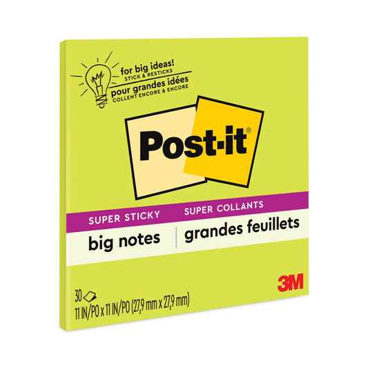 Post-it Big Notes, Unruled, 11 x 11, Green, 30 Sheets (BN11G)