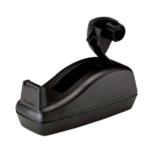 Scotch Deluxe Desktop Tape Dispenser, Heavily Weighted, Attached 1" Core, Black (C40BK)