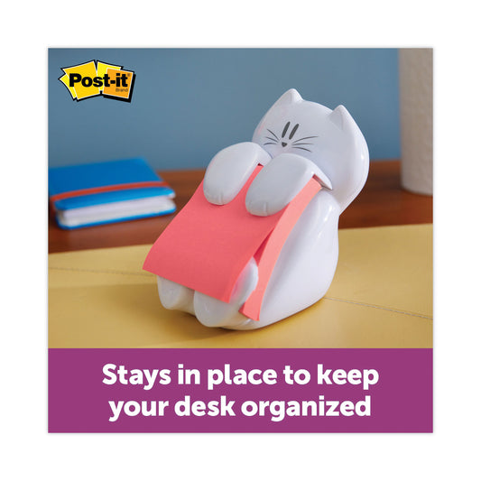 Post-it Cat Notes Dispenser, For 3 x 3 Pads, White, Includes (1) Rio de Janeiro Super Sticky Pop-up Pad (CAT330)