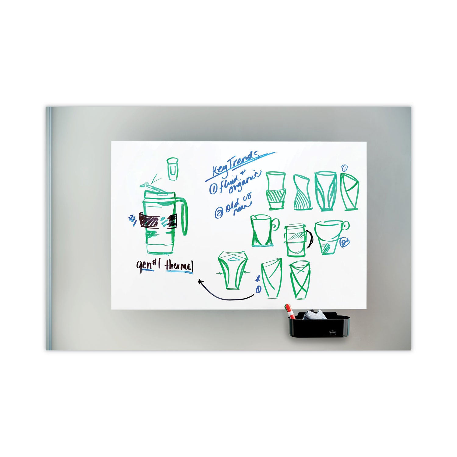 Post-it Dry Erase Accessory Tray, 8.5 x 3 x 5.25, Black (DEFTRAY)