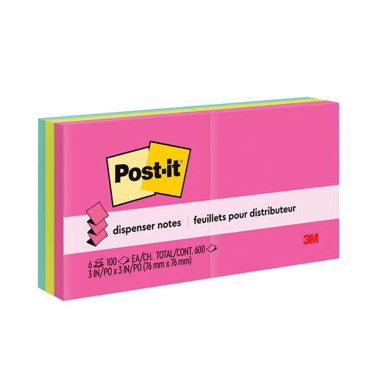 Post-it Original Pop-up Refill, 3" x 3", Poptimistic Collection Colors, 100 Sheets/Pad, 6 Pads/Pack (R330AN)