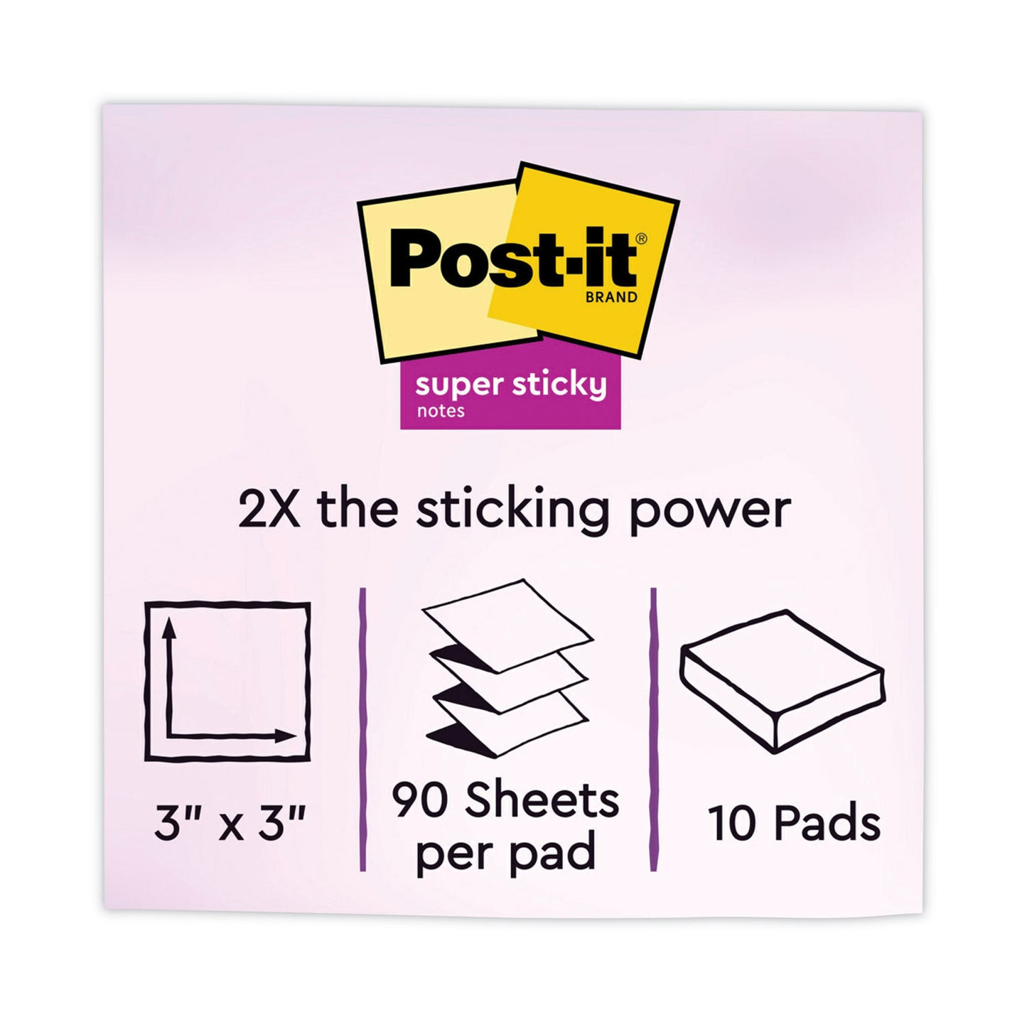 Post-it Pop-up 3 x 3 Note Refill, 3" x 3", Energy Boost Collection Colors, 90 Sheets/Pad, 10 Pads/Pack (R33010SSAU)