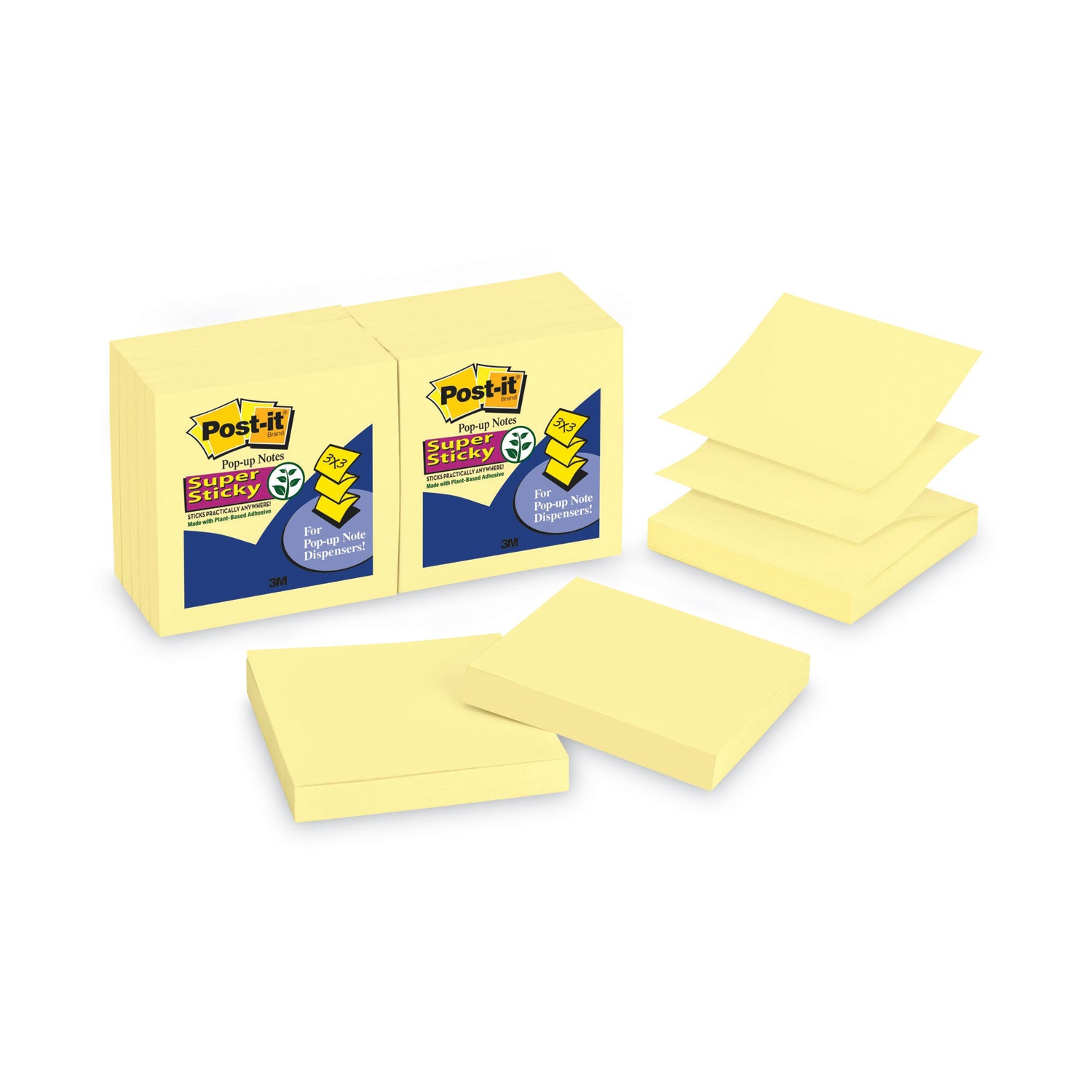 Post-it Pop-up 3 x 3 Note Refill, 3" x 3", Canary Yellow, 90 Sheets/Pad, 12 Pads/Pack (R33012SSCY)