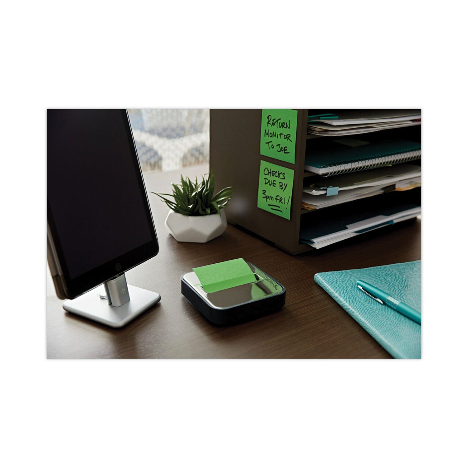 Post-it Steel Top Dispenser, For 3 x 3 Pads, Black/Steel (STL330BK)