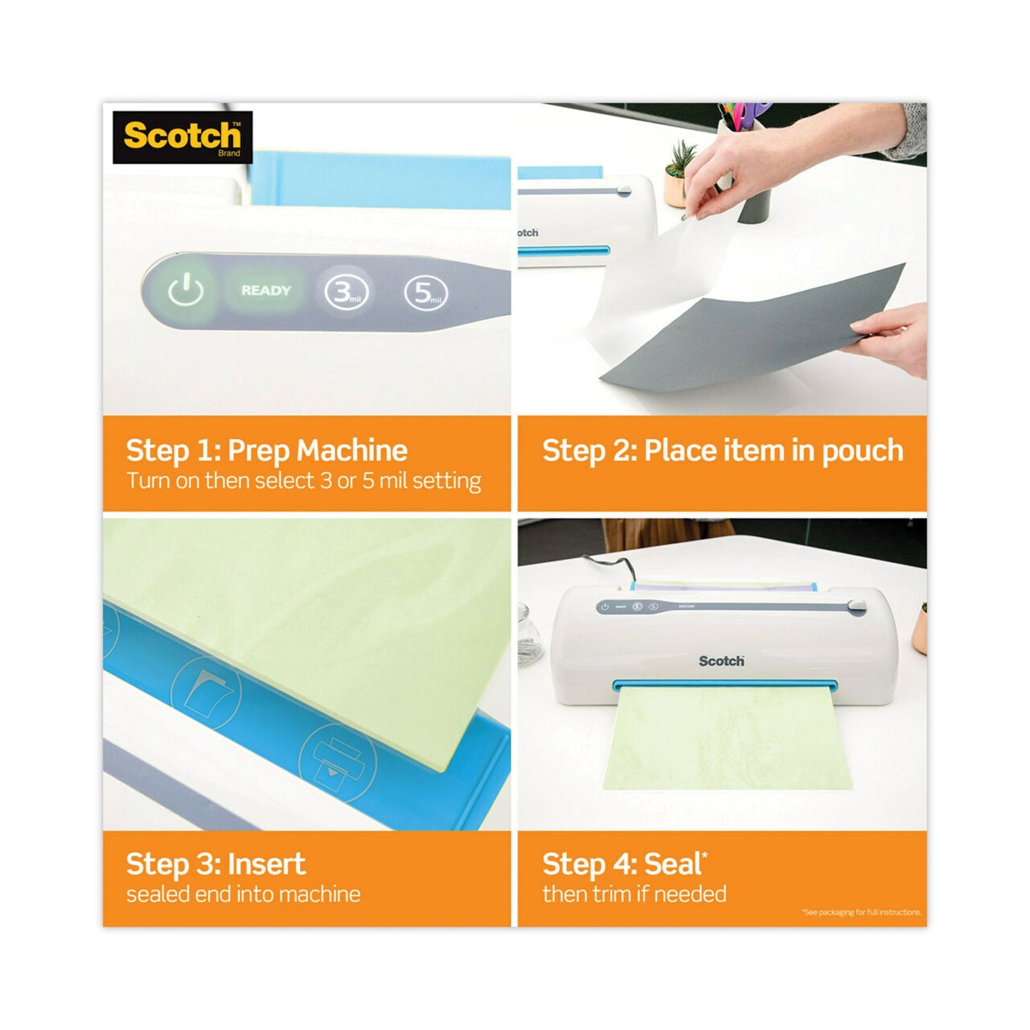 Scotch Laminating Pouches, 3 mil, 9" x 11.5", Gloss Clear, 100/Pack (TP3854100)