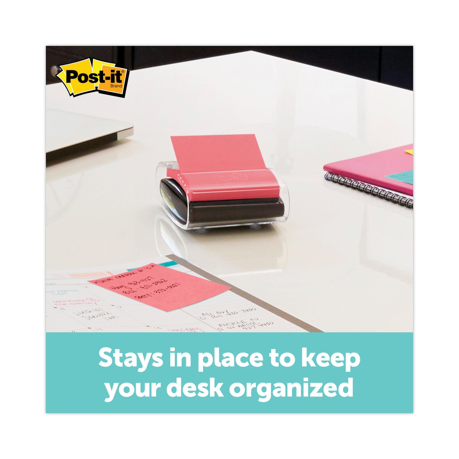 Post-it Wrap Dispenser, For 3 x 3 Pads, Black/Clear, Includes 45-Sheet Color Varies Pop-up Super Sticky Pad (WD330BK)