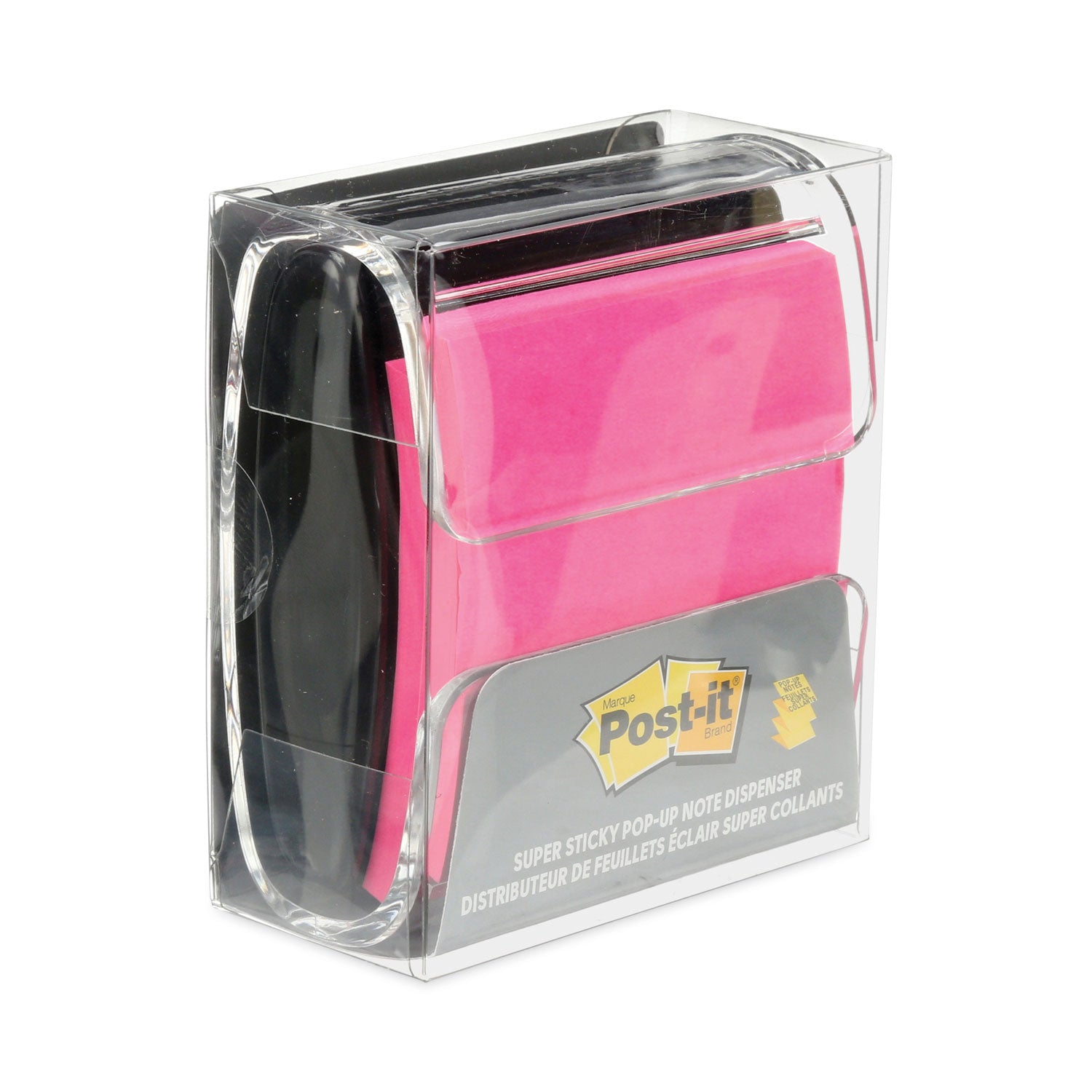 Post-it Wrap Dispenser, For 3 x 3 Pads, Black/Clear, Includes 45-Sheet Color Varies Pop-up Super Sticky Pad (WD330BK)