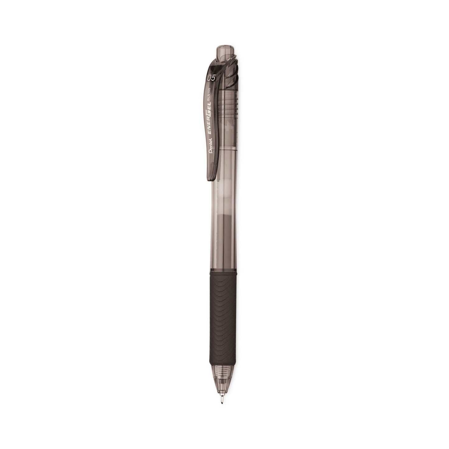 Pentel EnerGel-X Gel Pen, Retractable, Fine 0.5 mm Needle Tip, Black Ink, Clear/Black Barrel, 24/Pack (BLN105ASW2)