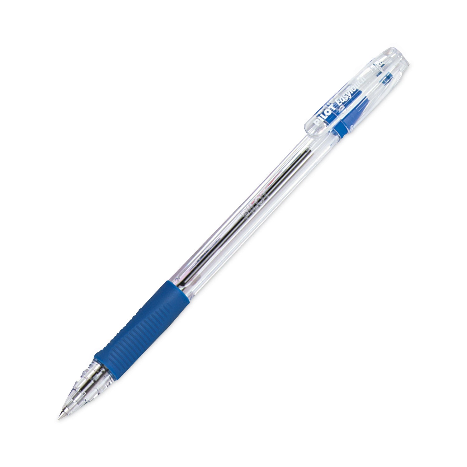 Pilot EasyTouch Ballpoint Pen, Stick, Fine 0.7 mm, Blue Ink, Clear/Blue Barrel, Dozen (32002)