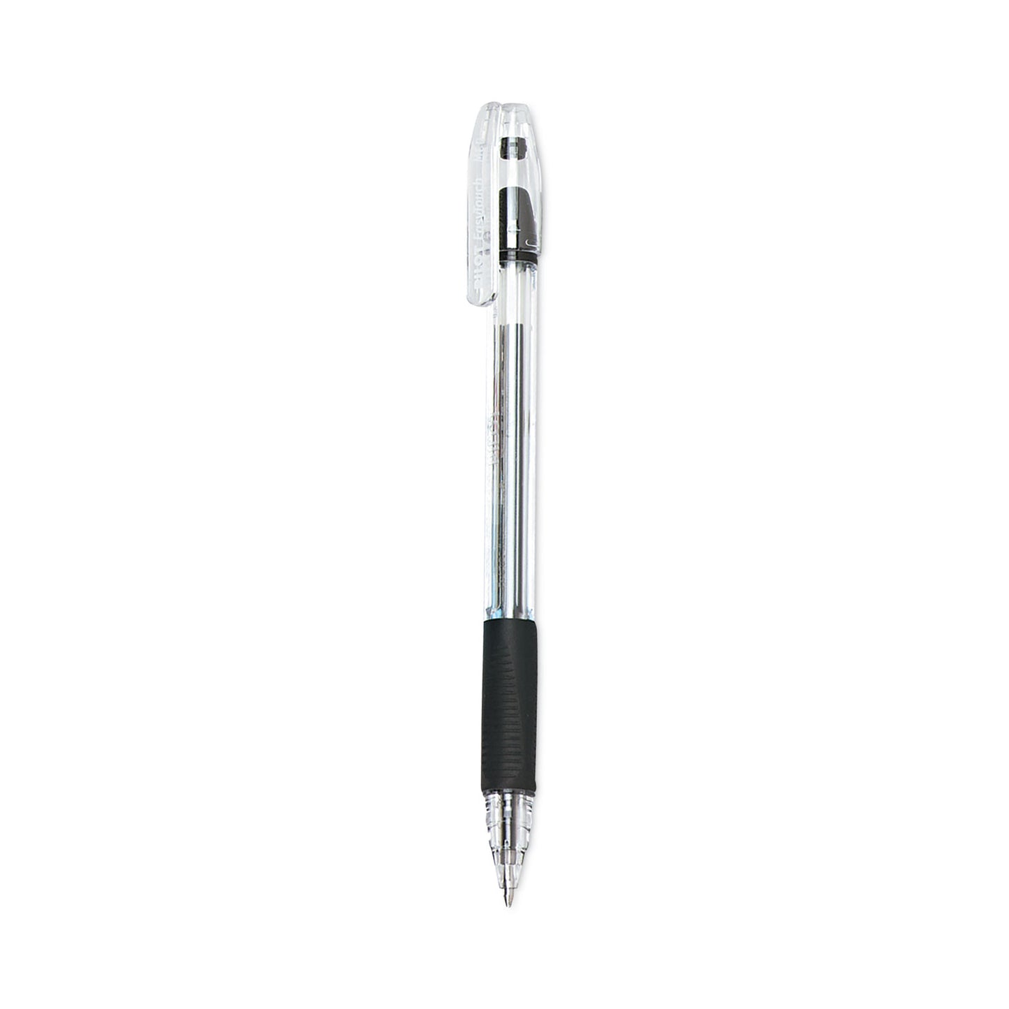 Pilot EasyTouch Ballpoint Pen, Stick, Medium 1 mm, Black Ink, Clear/Black Barrel, Dozen (32010)