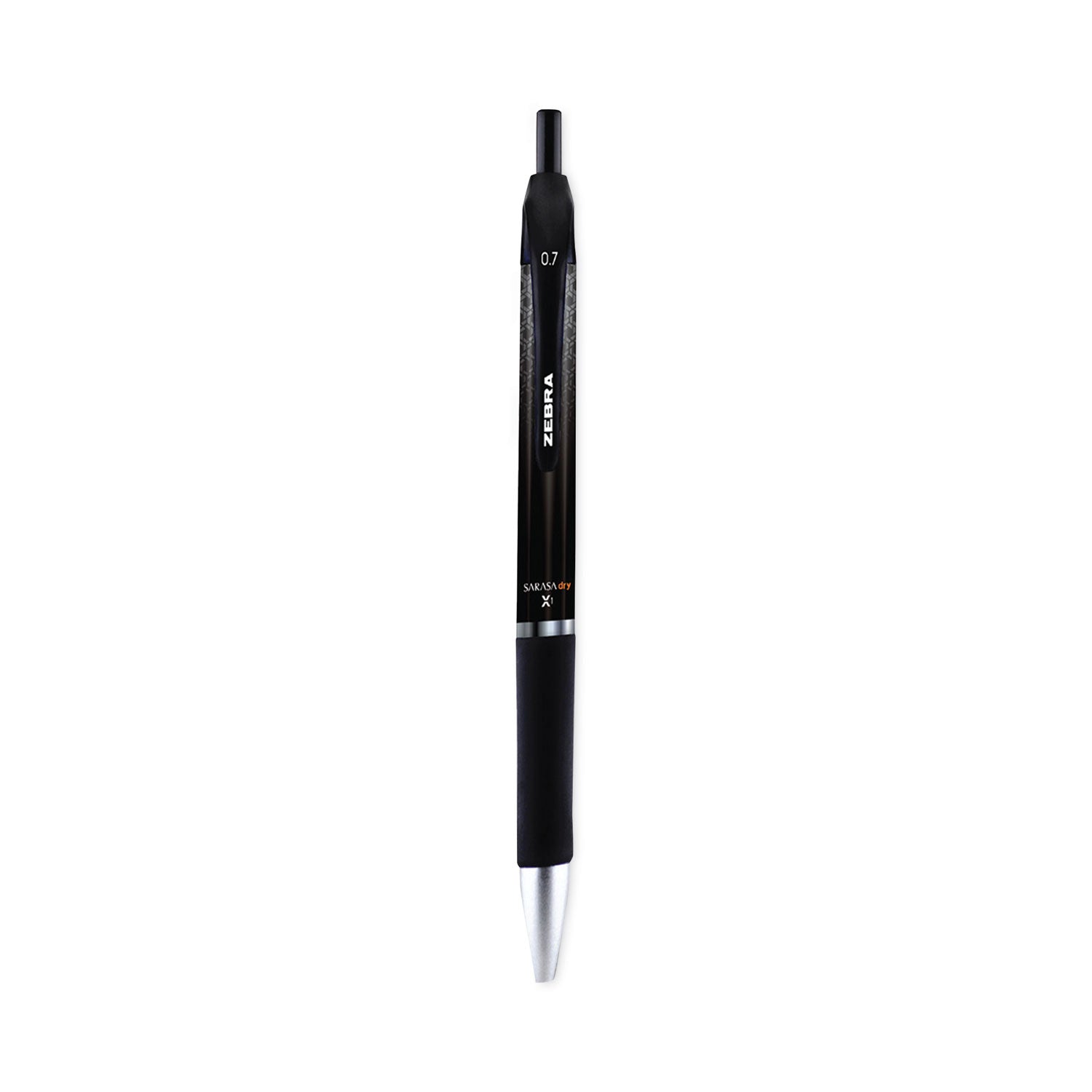 Zebra Sarasa Dry Gel X1 Gel Pen, Retractable, Medium 0.7 mm, Black Ink, Black Barrel, 12/Pack (45610)