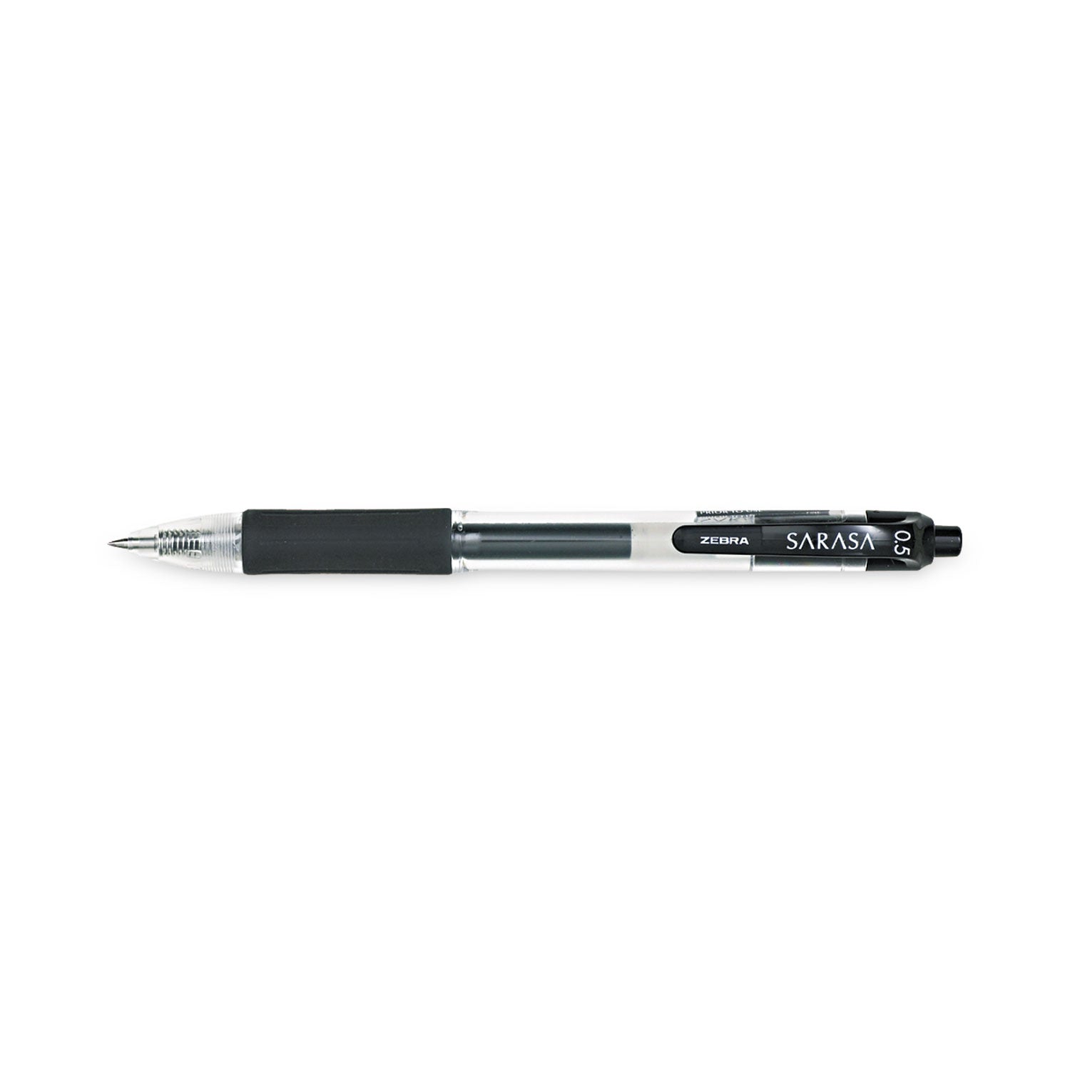 Zebra Sarasa Dry Gel X20 Gel Pen, Retractable, Fine 0.5 mm, Black Ink, Clear/Black Barrel, 12/Pack (46710)